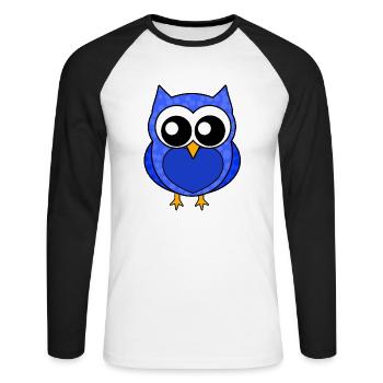 Eule für Jungs / Owl - Unisex Baseballshirt langarm - Weiß/Schwarz - Vorne - Nik (191cm)