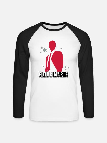 futur marié - T-shirt baseball manches longues Homme - blanc/noir