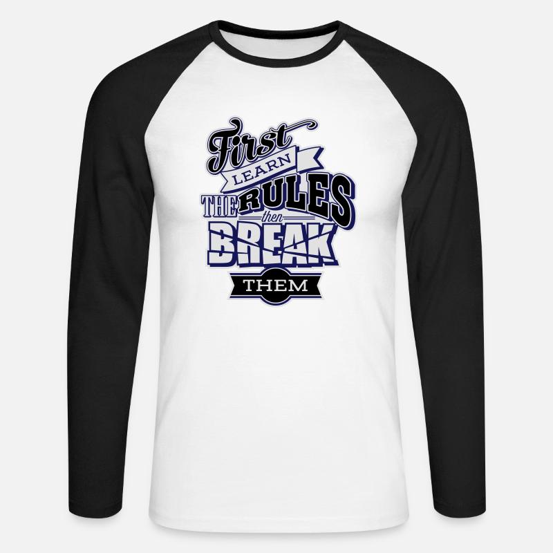 break the rules3 - Unisex Baseballshirt langarm - Weiß/Schwarz