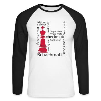 Schachmatt - Unisex Baseballshirt langarm - Weiß/Schwarz - Vorne - Nik (191cm)