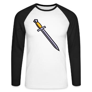 Schwert - Unisex Baseballshirt langarm - Weiß/Schwarz - Vorne - Nik (191cm)