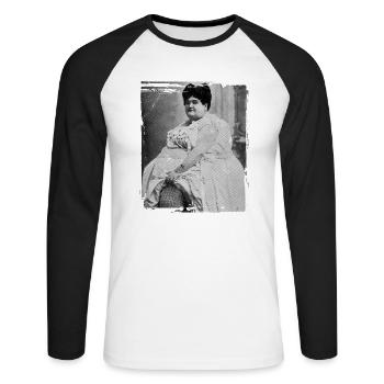 Dicke Frau | vintage - Unisex Baseballshirt langarm - Weiß/Schwarz - Vorne - Nik (191cm)
