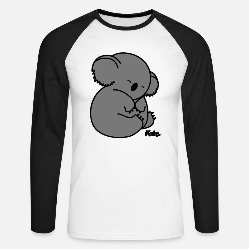 Koala (2c) - Unisex Baseballshirt langarm - Weiß/Schwarz