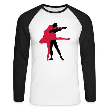 Danseuse de ballet vecteur Silhouette - T-shirt baseball manches longues Homme - blanc/noir - Devant - Nik (191cm)