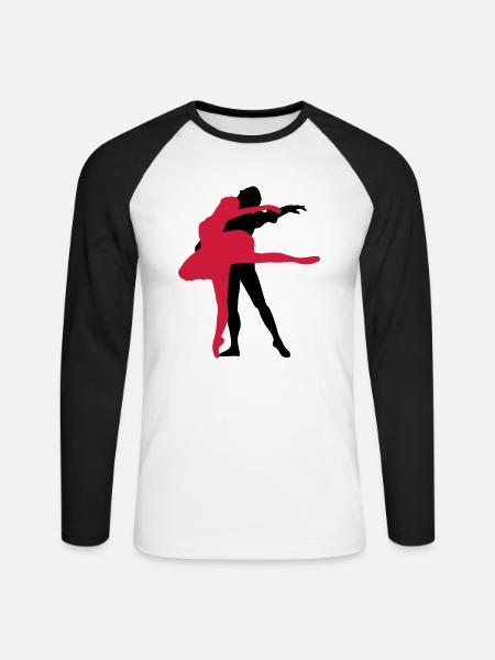 Vector Ballet dancer Silhouette - Unisex Long Sleeve Baseball T-Shirt - white/black