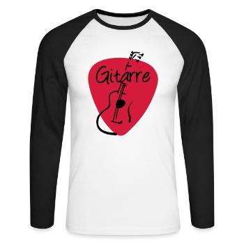 Plectrum Guitar Guitar 2 - Unisex Long Sleeve Baseball T-Shirt - white/black - Front - Nik (191cm)