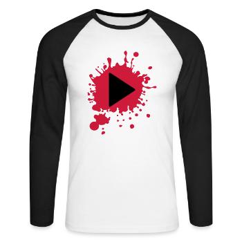 Play - Player - Musik - Unisex Baseballshirt langarm - Weiß/Schwarz - Vorne - Nik (191cm)