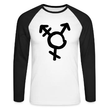 transgender symbol - Unisex Baseballshirt langarm - Weiß/Schwarz - Vorne - Nik (191cm)