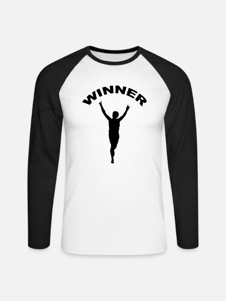 winner runner - T-shirt baseball manches longues Homme - blanc/noir
