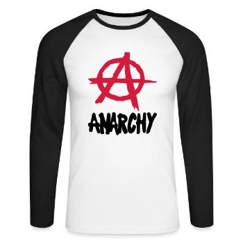 Anarchy__V002 - Unisex Baseballshirt langarm - Weiß/Schwarz - Vorne - Nik (191cm)