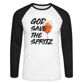 Dieu sauve le Spritz - T-shirt baseball manches longues Homme - blanc/noir - Devant - Nik (191cm)