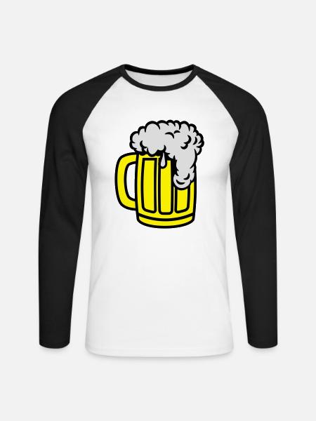 beer__f3 - T-shirt baseball manches longues Homme - blanc/noir