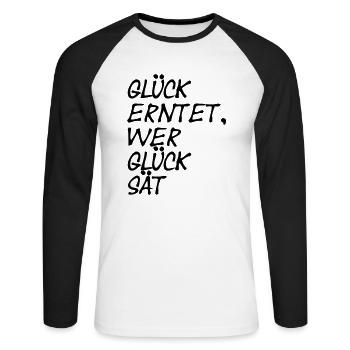 Glück - Unisex Baseballshirt langarm - Weiß/Schwarz - Vorne - Nik (191cm)