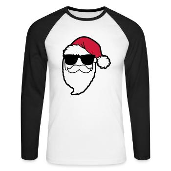 santa_claus_hohoho_4a - Unisex Baseballshirt langarm - Weiß/Schwarz - Vorne - Nik (191cm)