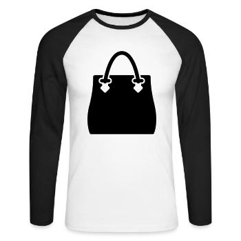handtasche__f1 - T-shirt baseball manches longues Homme - blanc/noir - Devant - Nik (191cm)