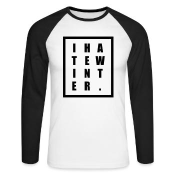 Ich hasse Winter - Unisex Baseballshirt langarm - Weiß/Schwarz - Vorne - Nik (191cm)