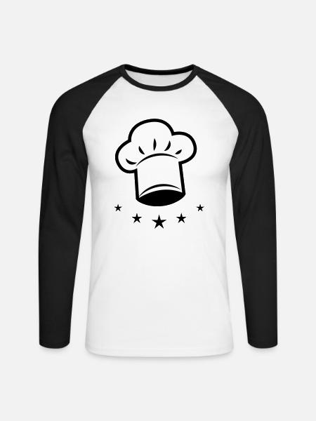 10 Chef's hat chef 5 stelle - Maglia da baseball a manica lunga da uomo - bianco/nero