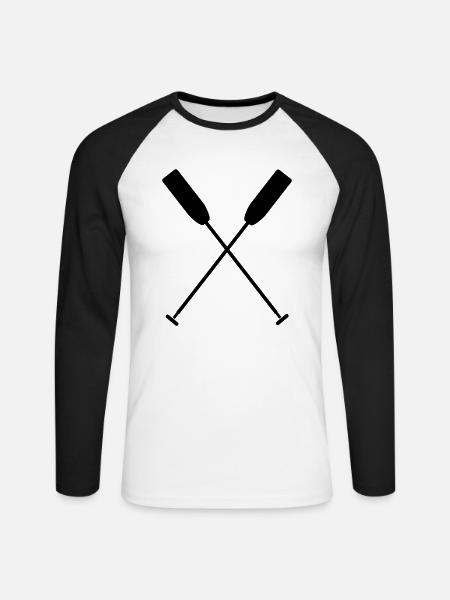 Gekreuzte Paddel Drachenboot Kanu 1c - Unisex Baseballshirt langarm - Weiß/Schwarz
