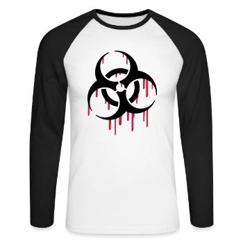 Biohazard Blood - Unisex Long Sleeve Baseball T-Shirt - white/black - Front - Nik (191cm)