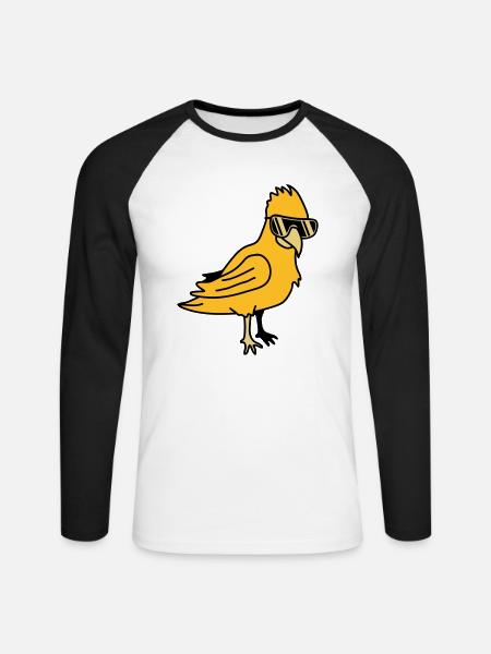Cool Parrot Bird - Unisex Long Sleeve Baseball T-Shirt - white/black