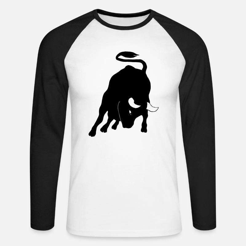 Stier - Unisex Baseballshirt langarm - Weiß/Schwarz