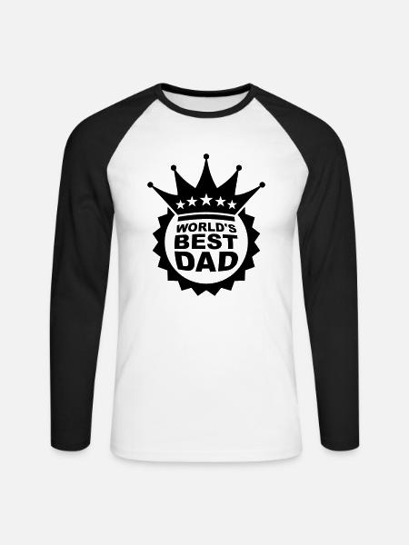 Worlds Best Dad Logo - Unisex Long Sleeve Baseball T-Shirt - white/black