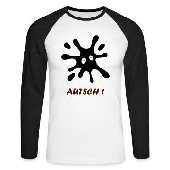 black spot with eyes - Ouch - Unisex Long Sleeve Baseball T-Shirt - white/black - Front - Nik (191cm)