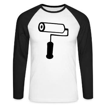 rouleau peinture - T-shirt baseball manches longues Homme - blanc/noir - Devant - Nik (191cm)