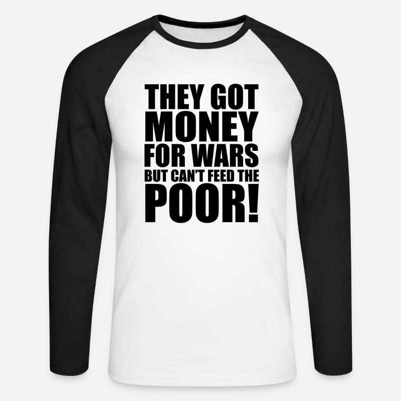 Can't Feed The Poor - Unisex Baseballshirt langarm - Weiß/Schwarz