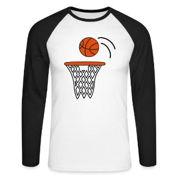 Basketball - Unisex Baseballshirt langarm - Weiß/Schwarz - Vorne - Nik (191cm)