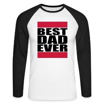 Best Dad Ever Logo - Unisex Baseballshirt langarm - Weiß/Schwarz - Vorne - Nik (191cm)