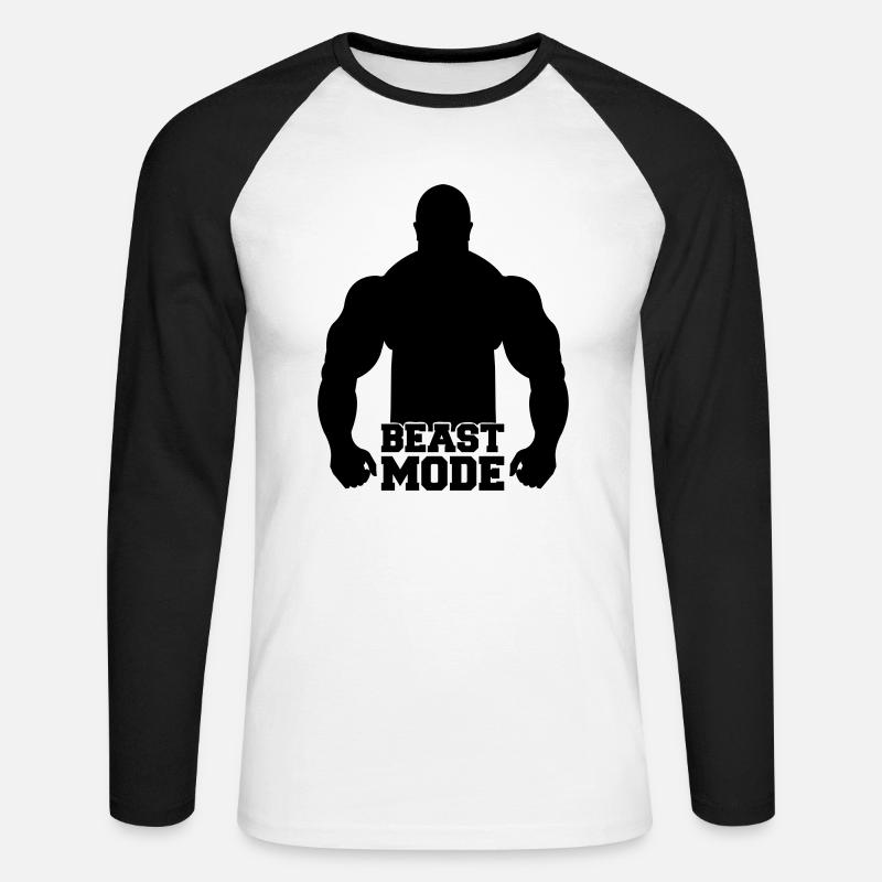 beast_mode - Unisex Baseballshirt langarm - Weiß/Schwarz