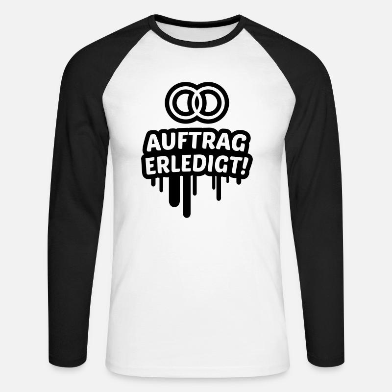Auftrag erledigt, ehe, hochzeit 1c - Unisex Baseballshirt langarm - Weiß/Schwarz