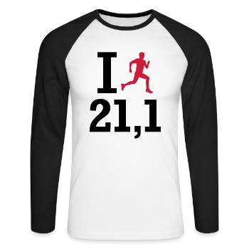 Marathon - T-shirt baseball manches longues Homme - blanc/noir - Devant - Nik (191cm)