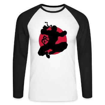 Martial arts, Karate, Boxing, Ninjutsu, Kung Fu, - T-shirt baseball manches longues Homme - blanc/noir - Devant - Nik (191cm)