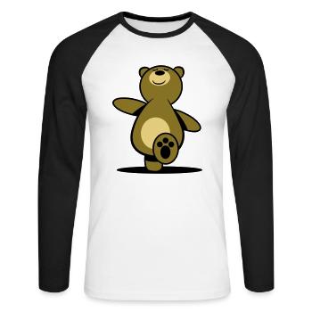 Teddy bear go hiking - Unisex Long Sleeve Baseball T-Shirt - white/black - Front - Nik (191cm)