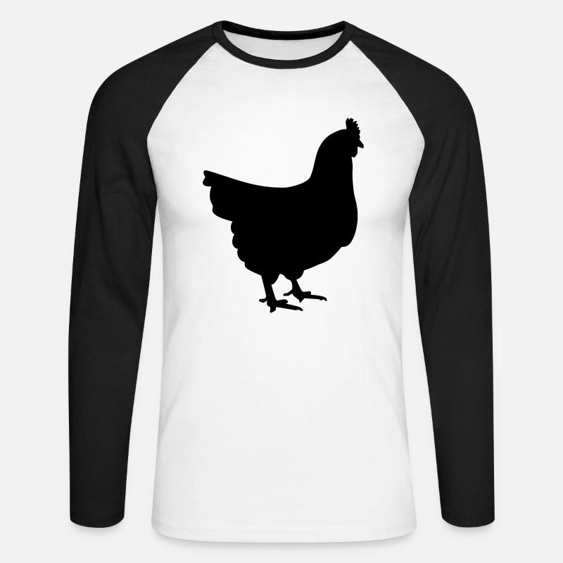 Huhn - Unisex Baseballshirt langarm - Weiß/Schwarz