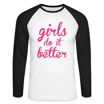 Girls - Unisex Baseballshirt langarm - Weiß/Schwarz - Vorne - Nik (191cm)