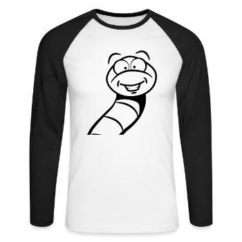 Wurm lustig süss - Unisex Baseballshirt langarm - Weiß/Schwarz - Vorne - Nik (191cm)