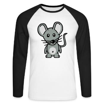 Mouse - Unisex Long Sleeve Baseball T-Shirt - white/black - Front - Nik (191cm)