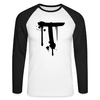 T Graffiti Tropfen Farbklex Spray - Unisex Baseballshirt langarm - Weiß/Schwarz - Vorne - Nik (191cm)