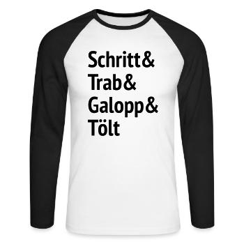 Schritt Trab Galopp and Tölt schritt trab galopp - T-shirt baseball manches longues Homme - blanc/noir - Devant - Nik (191cm)