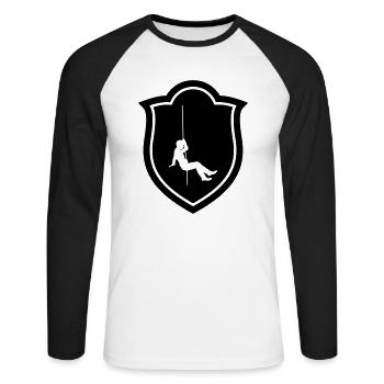 Speleologist / Speleology / Spéléologie / Climbing - Unisex Long Sleeve Baseball T-Shirt - white/black - Front - Nik (191cm)