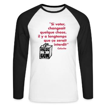 Politique - T-shirt baseball manches longues Homme - blanc/noir - Devant - Nik (191cm)