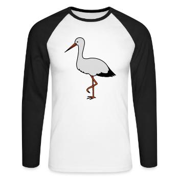 storch - Unisex Baseballshirt langarm - Weiß/Schwarz - Vorne - Nik (191cm)