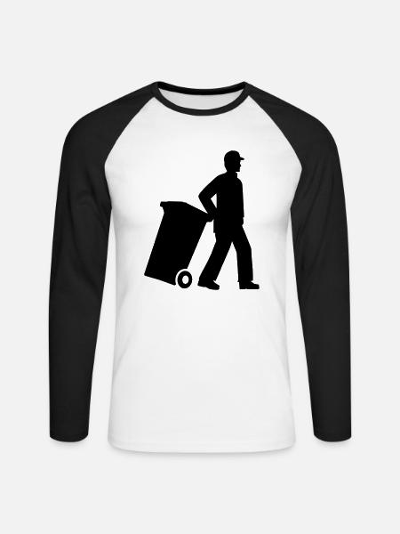Garbage man - Unisex Long Sleeve Baseball T-Shirt - white/black