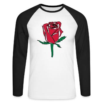 fleur rose - T-shirt baseball manches longues Homme - blanc/noir - Devant - Nik (191cm)