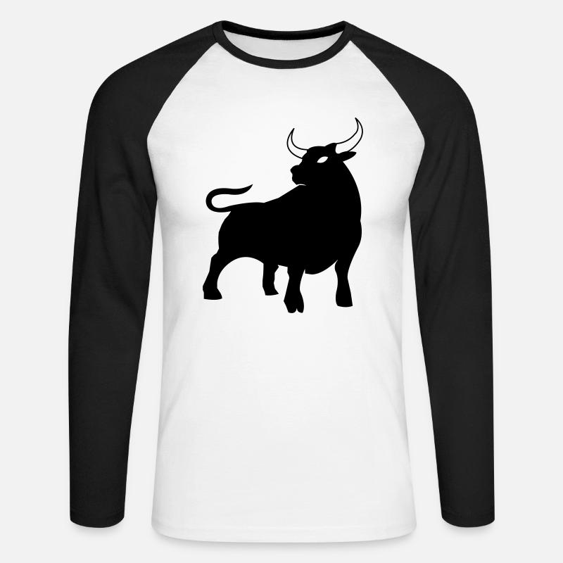 stier_01 - Unisex Baseballshirt langarm - Weiß/Schwarz