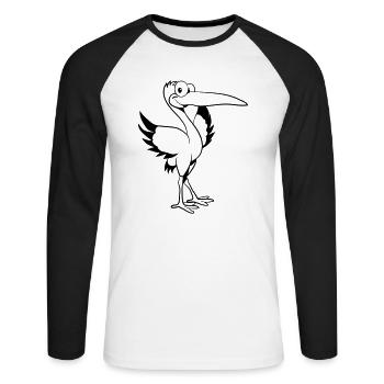 Stork funny comic - Unisex Long Sleeve Baseball T-Shirt - white/black - Front - Nik (191cm)