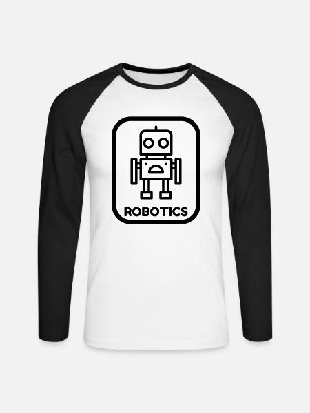 Robotik / Roboter / Robot / Robotics - Unisex Baseballshirt langarm - Weiß/Schwarz